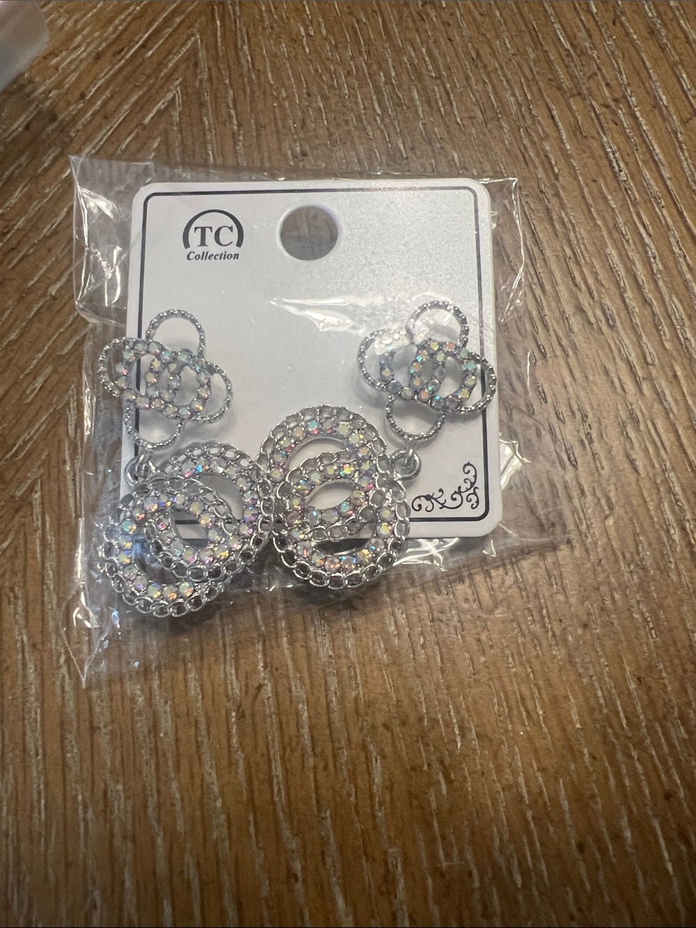 TC COLLECTION Silver-Tone Iridescent Crystal Statement Drop Earrings